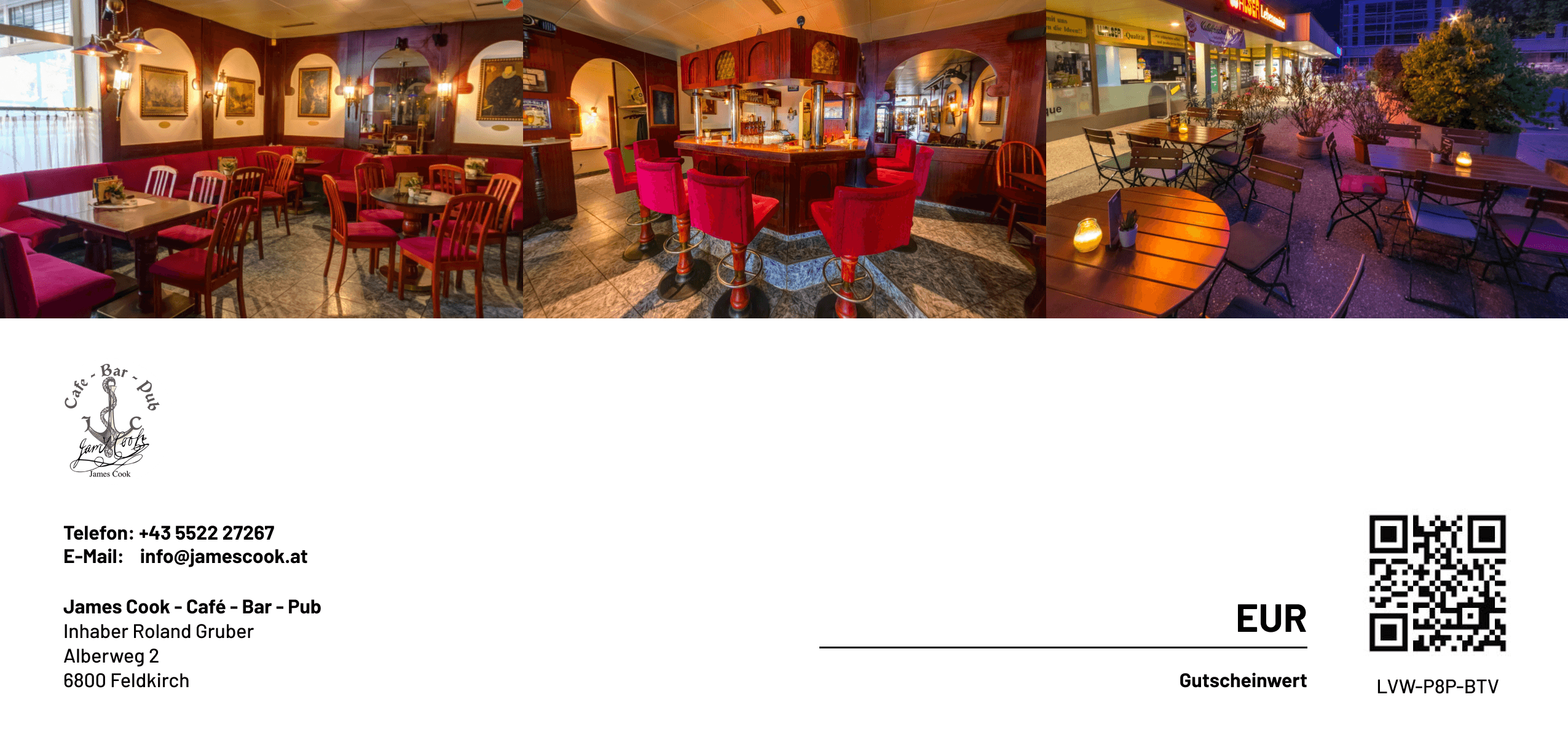 Gutschein-Design: James Cook Café-Bar-Pub – Rückseite