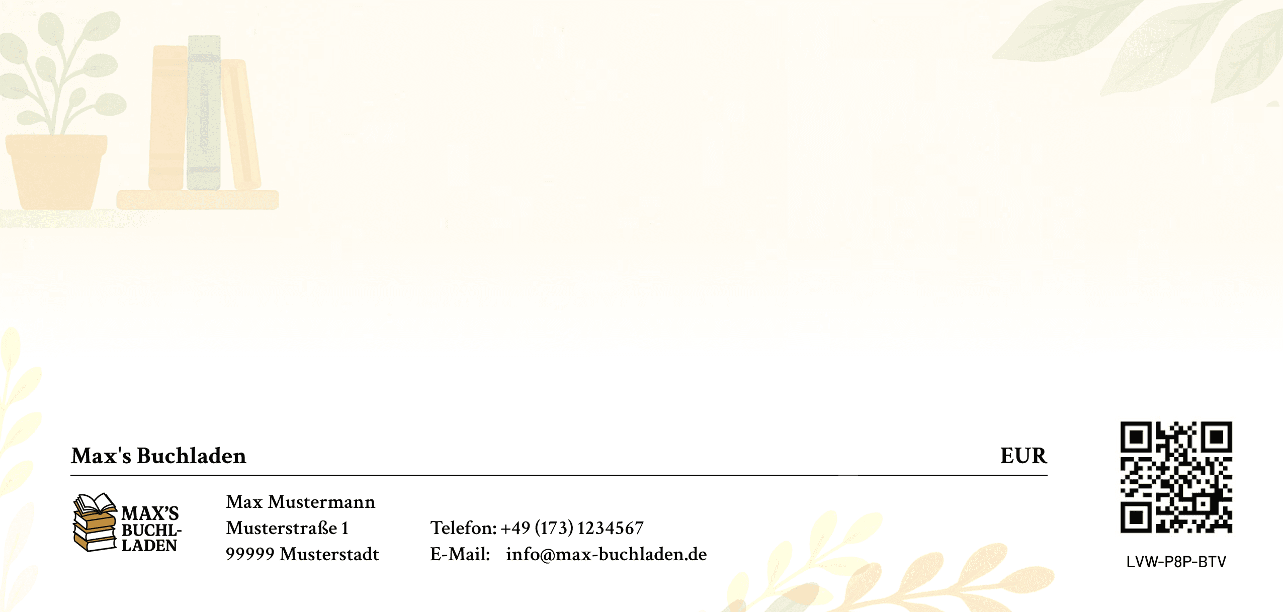 Gutschein-Design: Max's Buchladen – Rückseite